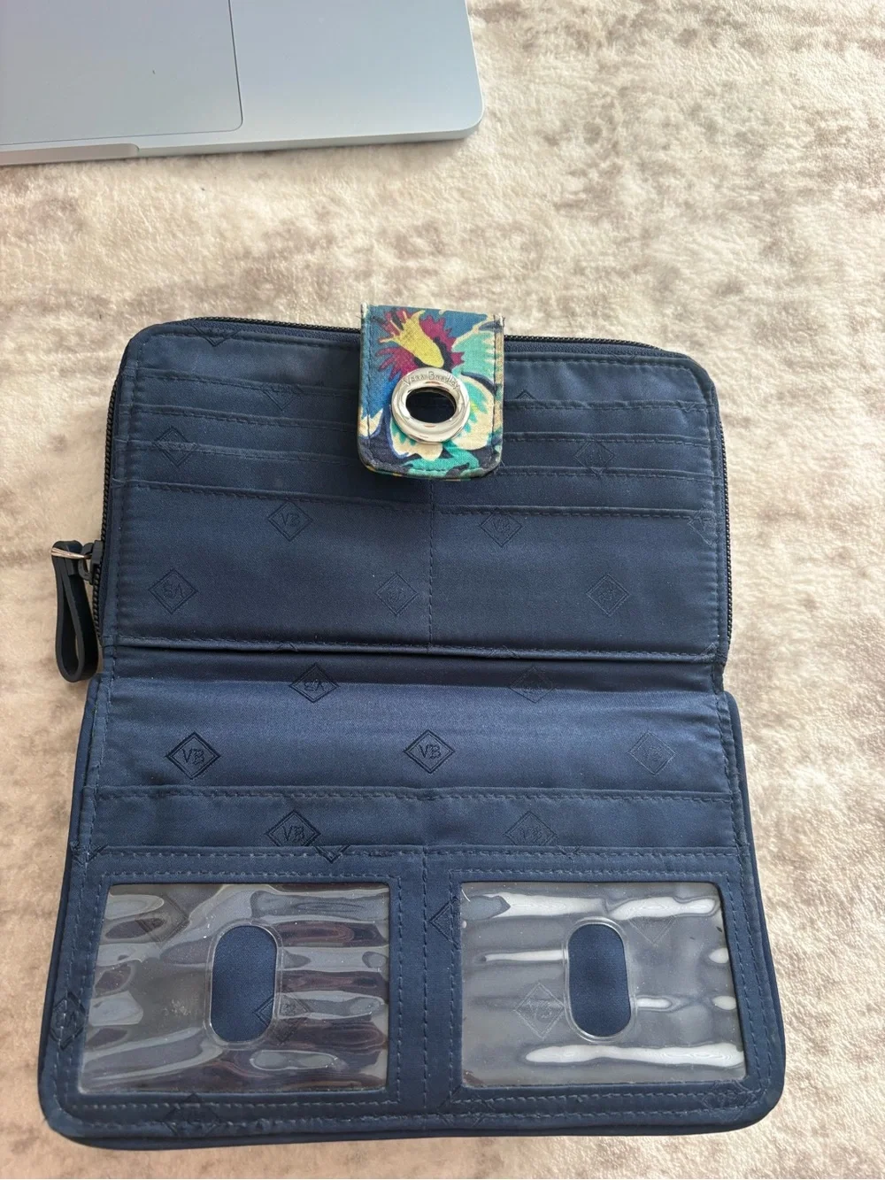 Vera Bradley Navy Multicolor Floral Quilted Wallet
